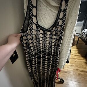 Black and Cream polka dot Pattern Dress